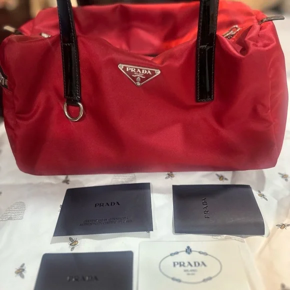 Prada Women's Red and Black Bag - Picture 12 of 16